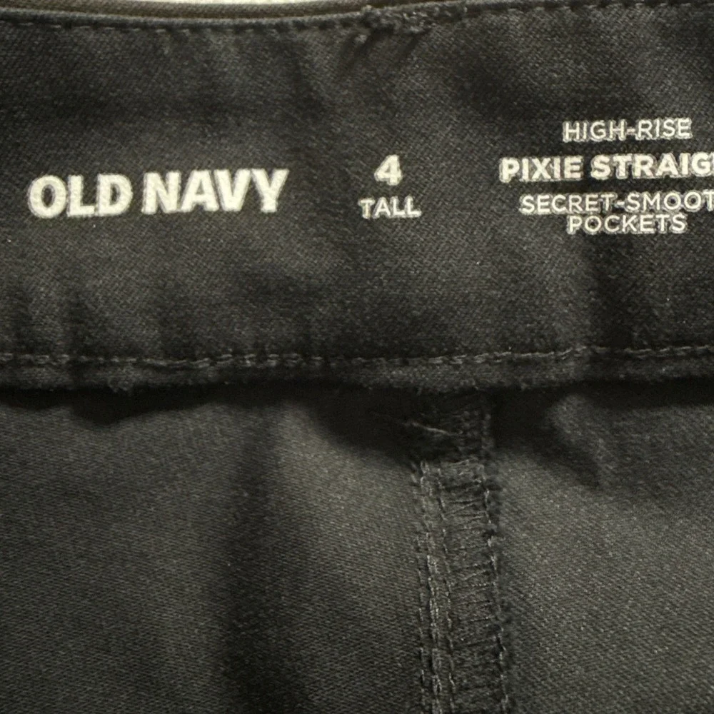 Old Navy Pixie Straight High Rise Secret-Smooth Pants Black 4 Tall